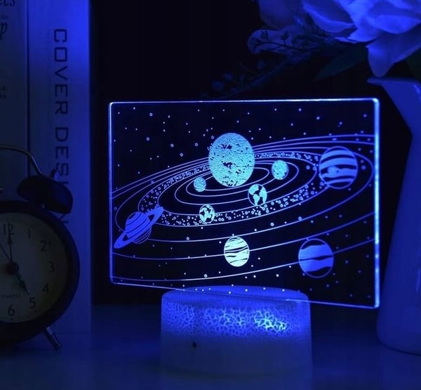 Nattbordslampa för barn Galax Planeter Kosmos 3D 16 LED med fjärrkon­troll