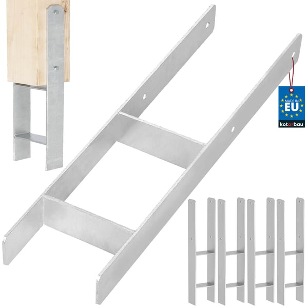 KOTARBAU H-stolpesokkel til vægmontering, galvaniseret stålankre 150 mm, 4-pak