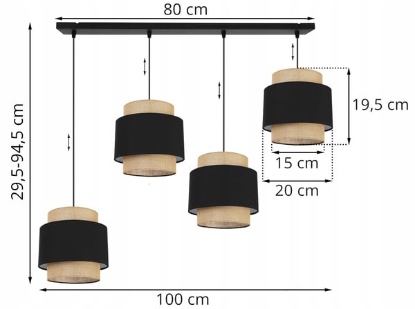 Hængende lampe, loftslysekrone, lampeskærm, boho juta