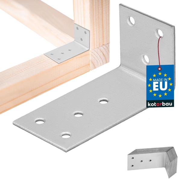 KOTARBAU® snickarvinkelbeskytter rostfritt stål galvaniserat 40 x 80 x 40 mm 12-pack