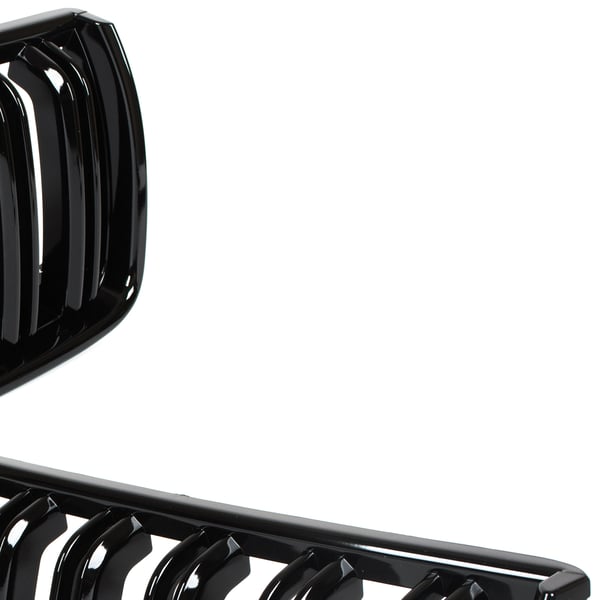 BMW 3 E90 / E91 04-09 SEDAN / KOMBI gitter mellem forlygterne (nyrerne) venstre + højre sæt SORTE GLOSSY DOBBELTE BÅNDRIBBER