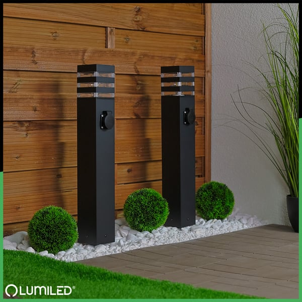 Ulkokäyttöön tarkoitettu E27 LED-puutarhavalaisin pistorasialla TAXUS 2 60 cm LUMILED
