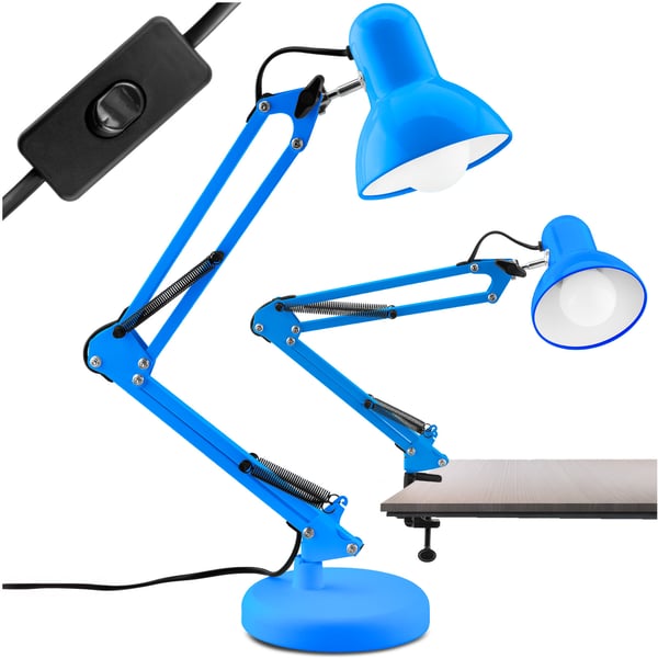 Pöytälamppulamppukirjoituslamppulamppulamppu E27 TOBI Sininen Lumiled ja kiinnike työpöydälle