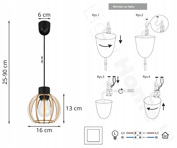 MODERN LED-TAKLAMPA I TRÄ