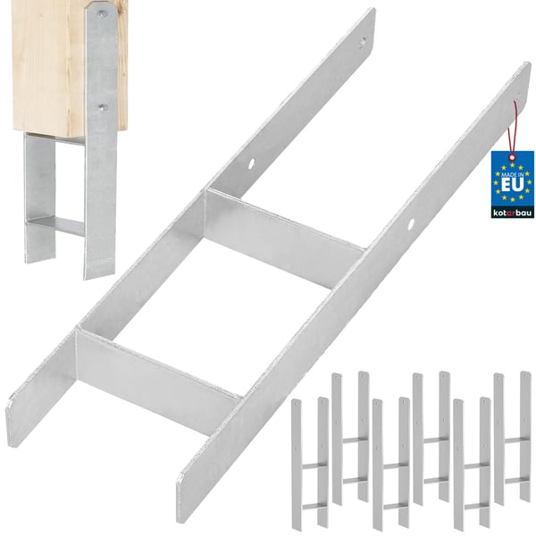 KOTARBAU® H-søjlebase til vægmontering, konsol, galvaniseret stålankommer, 160 mm, 6-pakke