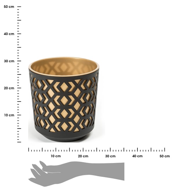 Etnic kukkaruukku musta ja kulta 25xh27 cm