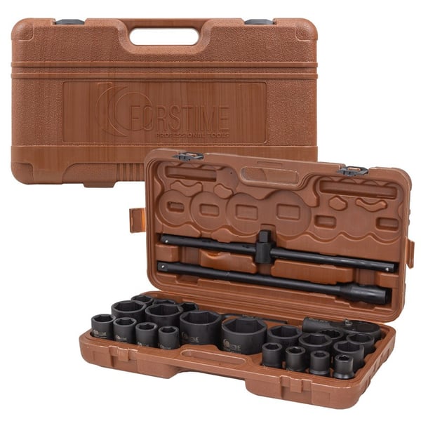 Slagtopnøgler 3/4'' 17-65 mm 6-punkts 26-delt kuffert