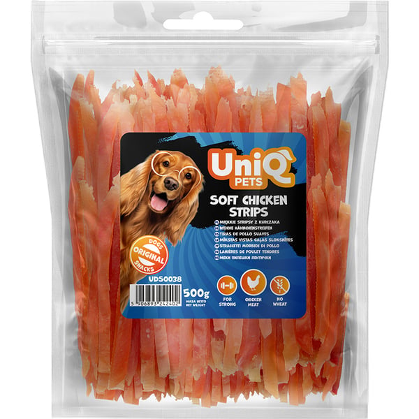 Hundgodis Mjuka Kycklingstrimlor UniQ Pets 500g