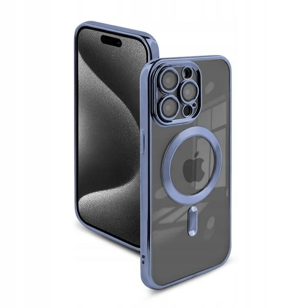 FODRAL TILL iPhone 15 PRO MAGSAFE FÖRSTÄRKT BLÅTT FODRAL + GLAS