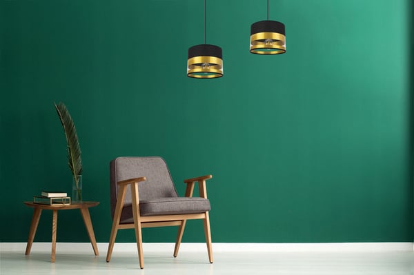 MODERNE LOFTHÆNGELAMPE, GYLDET LAMPESKÆRM, LED