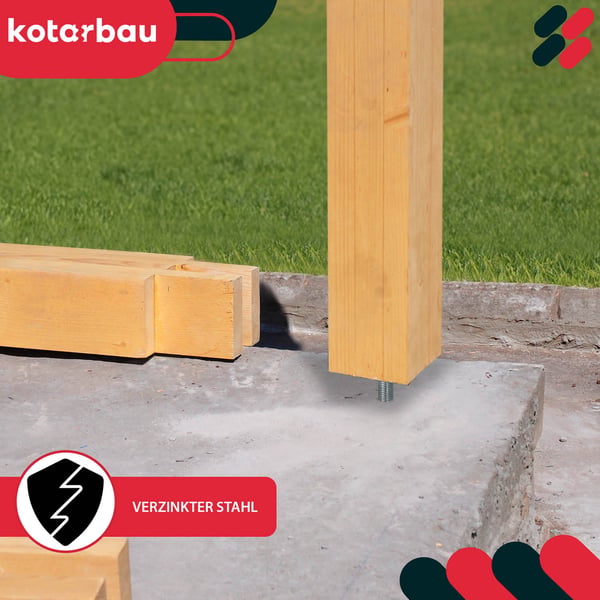 KOTARBAU Vertikalt justerbar stålstolpankare för paviljonger, skjul, staket 110 x 330 mm