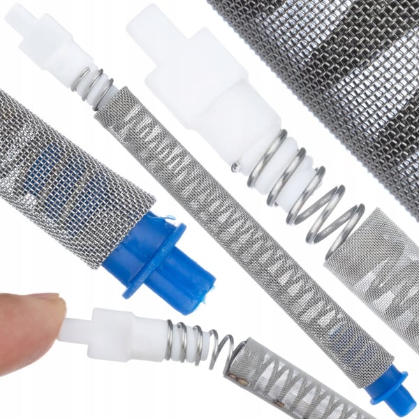 Rosfix FTX 100 mesh fingerfilter rød til Graco/Airlessco sprøjtepistol og FTX 50 mesh fingerfilter blå