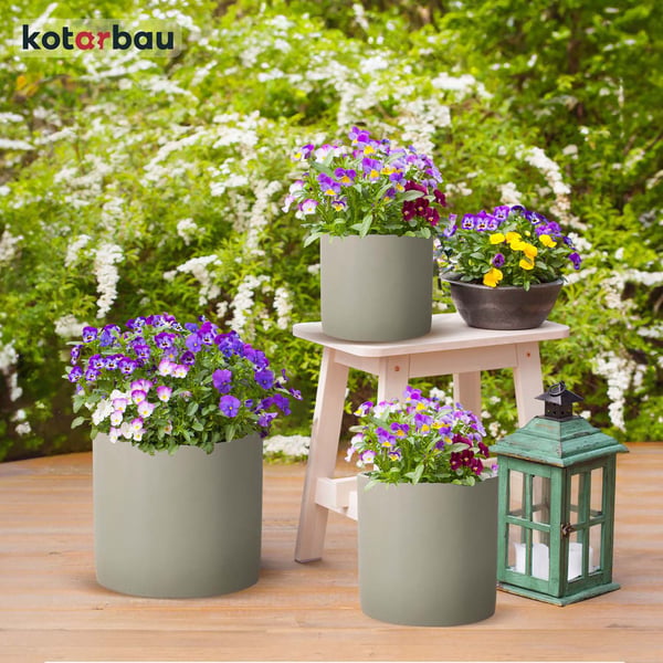 KOTARBAU® 2 st. cylinderformade blomkrukor 16 cm keramik betong växtskydd