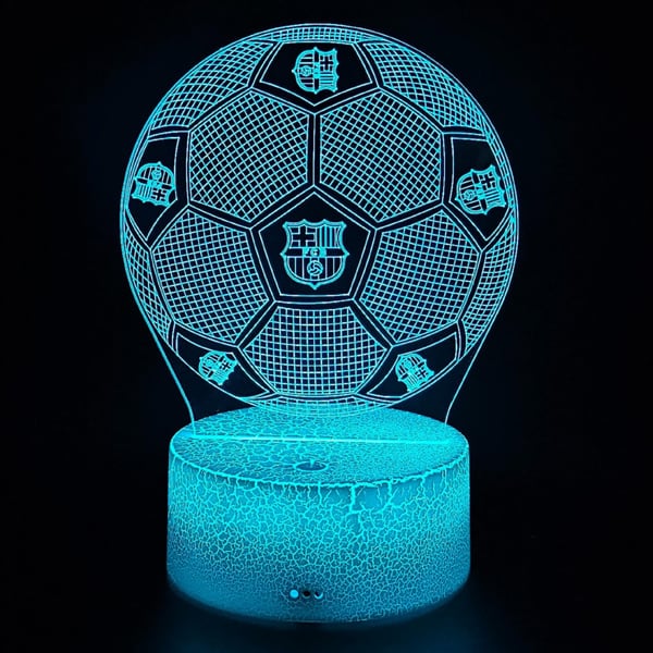 Nattbordslampa för barn FC Barcelonas fotbollsvapensköld 16 LED 3D + fjärrkontroll
