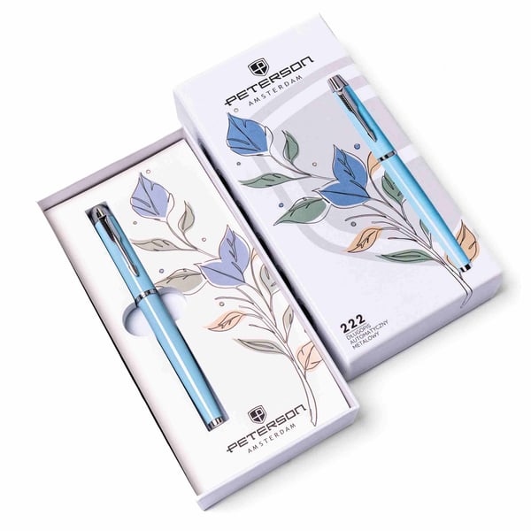 Pen i æske PTN 222-GB-8549 L.Blå-Sølv