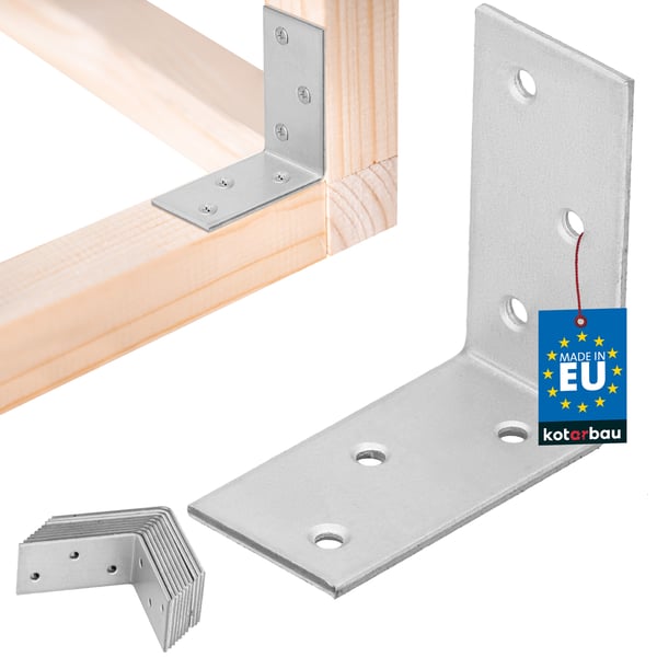 Kotarbau® Kirvesmiehen kulmaliitin ruostumatonta terästä sinkittyä 50 x 50 x 25 mm 12 kpl:n sarja