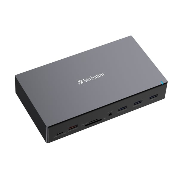 Verbatim USB-C Pro dockningsstation CDS-17 3xHDMI 2xDP RJ-45 5xUSB 2xUSB-C SD microSD DC-ljud