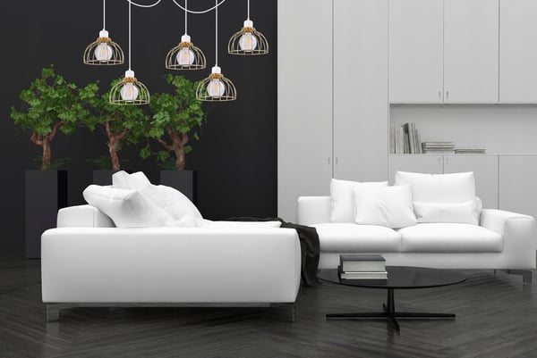 Lofthængende lampe med lysekrone i gylden edderkop-stil