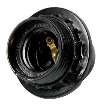 Bakelit lampeholder med ring E27 sort - EX-S9100008 Bakelit lampeholder med ring E27 sort - EX-S9100008