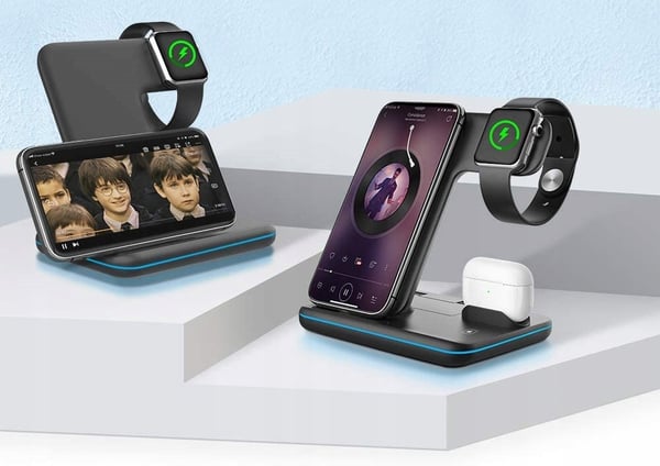 TRÅDLØS INDUKTIV DOCKINGSTATION 25W 3-i-1 iPhone Airpods