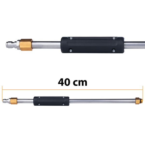 Sæt med 7 lanser/forlængere til højtryksrensere, inklusive en 30° vinklet lanse + 5 dyser med en 1/4” lynkobling, 250 bar