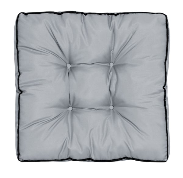 Havepude høj side med piping 50x50 cm mørkegrå