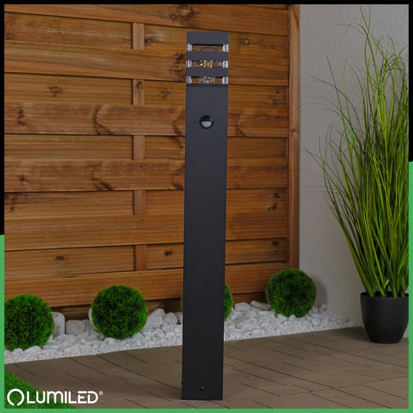 Havelampe udendørs stående stolpe E27 LED bevægelsessensor TAXUS 2 80cm LUMILED