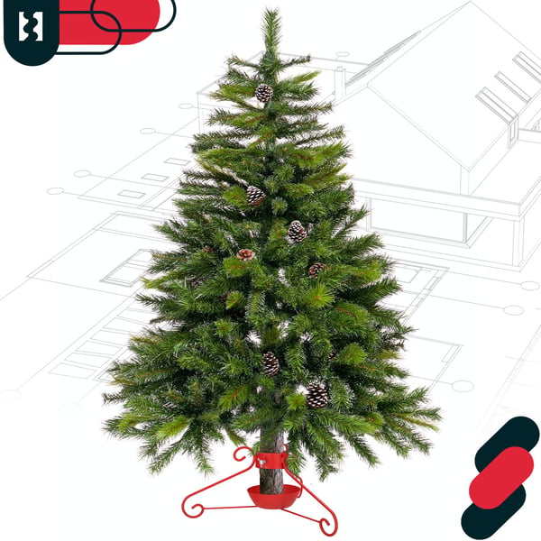 KOTARBAU® Metaljuletræsfod med vandbeholder, indpakket, dekorativ, rød, 52 x 23 cm
