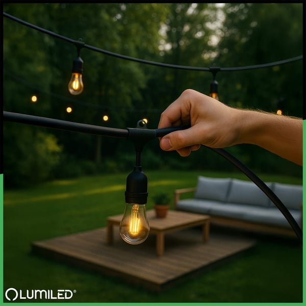 Trädgårdsgirlander utomhus MALUS ljuskedja 10m 10x E27 LUMILED