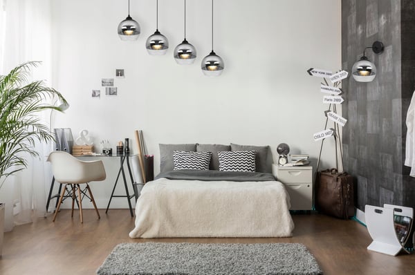 ELEGANT HÆNGELAMPE, GLASLAMPE, KROM LED