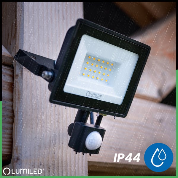 LED-strålkastare ZUNA2 30W 2700lm 4000K IP44 svart rörelsesensor LUMILED