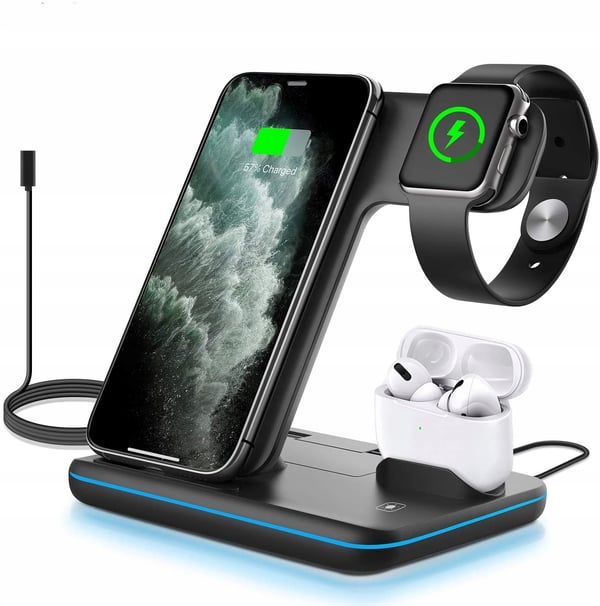 TRÅDLØS INDUKTIV DOCKINGSTATION 25W 3-i-1 iPhone Airpods