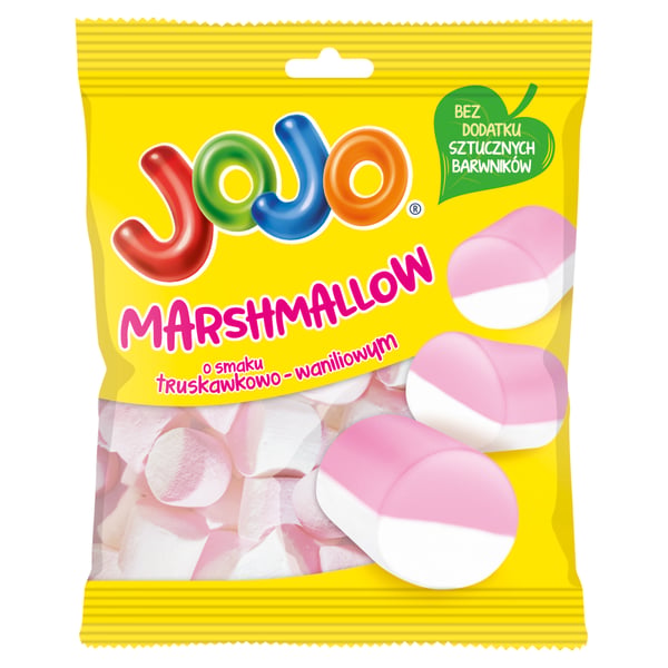 Jojo Marshmallows med jordgubbs- och vaniljsmak 86 g