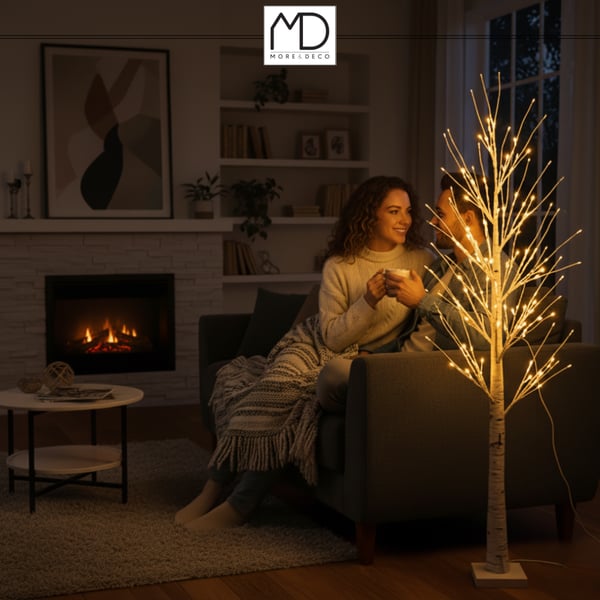 Juletræ birk LED juledekoration 180 cm 96 LED flerfarvet KOLDT