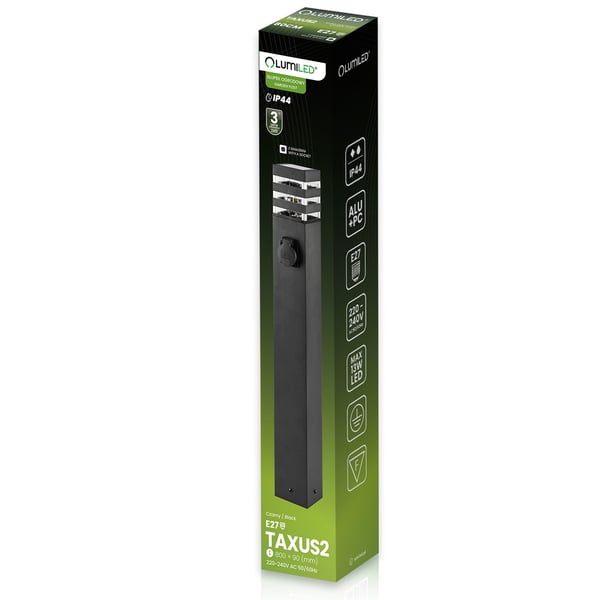 Havelamp stolpe udendørs standig E27 LED med stikkontakt TAXUS 2 80cm LUMILED