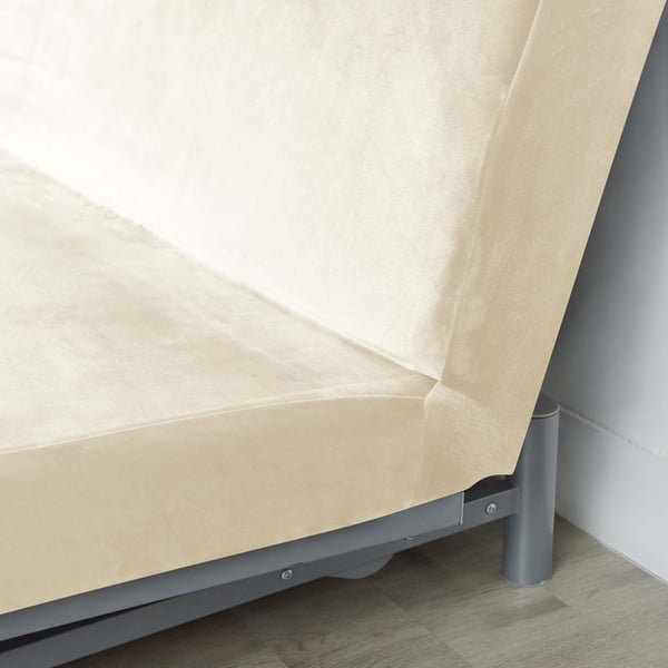 Kermanvärinen samettinen sohvanpäällinen 190-210cm