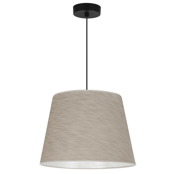 Hængelampe, linnedkegle, sort, 1 flad, beige lampeskærm L05 38cm