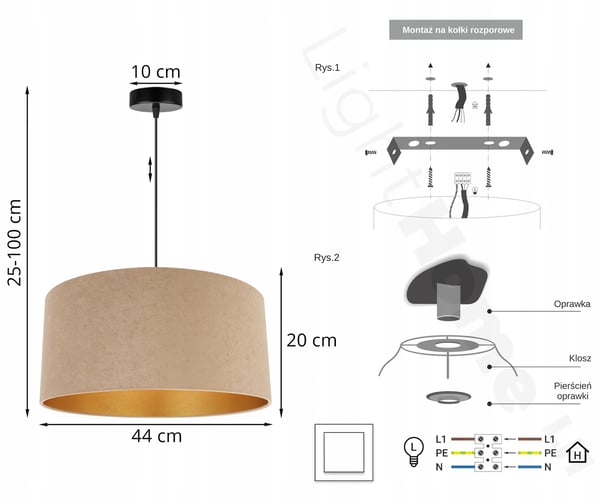 HÆNGENDE LAMPE LOFTSKRONE GYLDEN FLØJLSSKÆRM