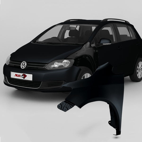 VW Golf V Plus 2005-2009 framskärm vänster, färg LC9X DeepBlack, ny