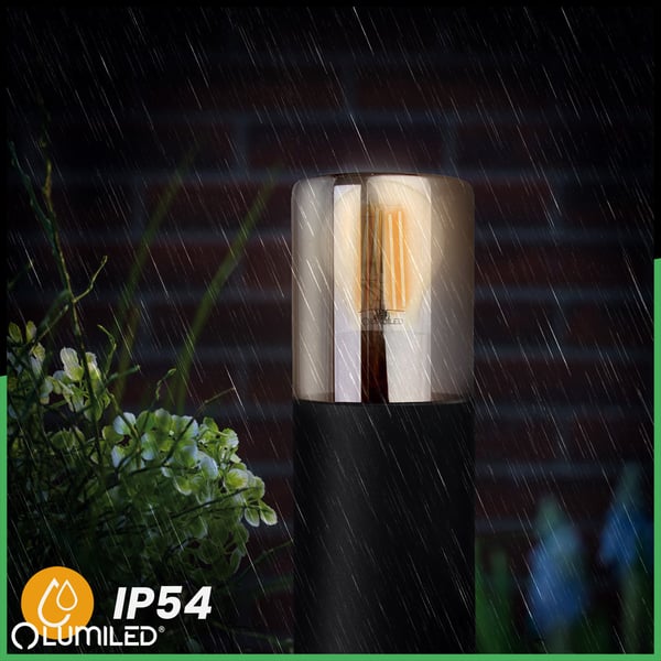Trädgårdslampa stående utomhus stolpe för glödlampa E27 svart glas IP54 80 cm SALVIA LUMILED