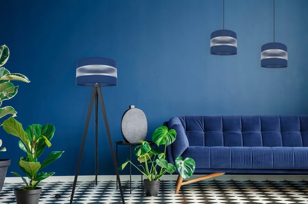 MODERNE LAMPESKÆRM 35 CM KROM STRIBE VALG AF 8 FARVER