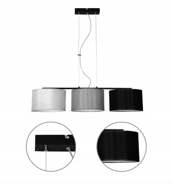 Moderne hængelampe, stofskærm, 3x60W LED