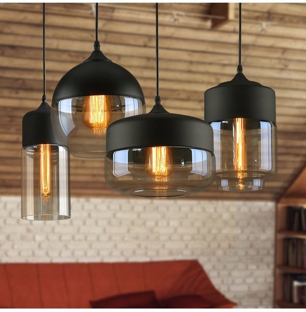 HÆNGENDE LOFTSLAMPE, GLASPLAFON, LED-LAMPE