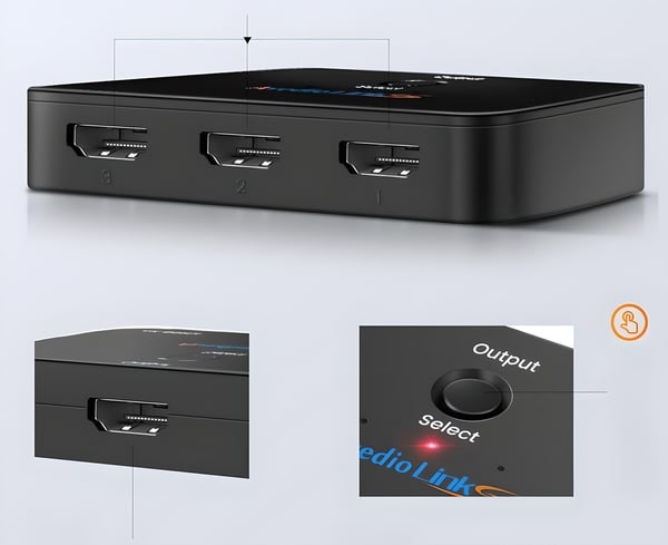 HDMI 2.0b 3x1 switch splitter 3 indgange 4K 60Hz HDR HDCP 2.2