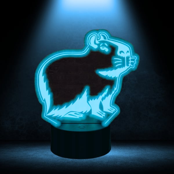 Yöpöytälamppu lapsille Kapibara 16 LED 3D ja kaukosäädin