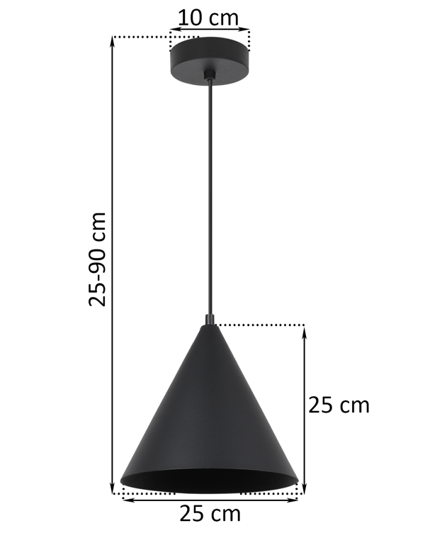 SOHO-RIIPPUVALAISIN MUSTA 1 LITTEÄ 25 CM E27