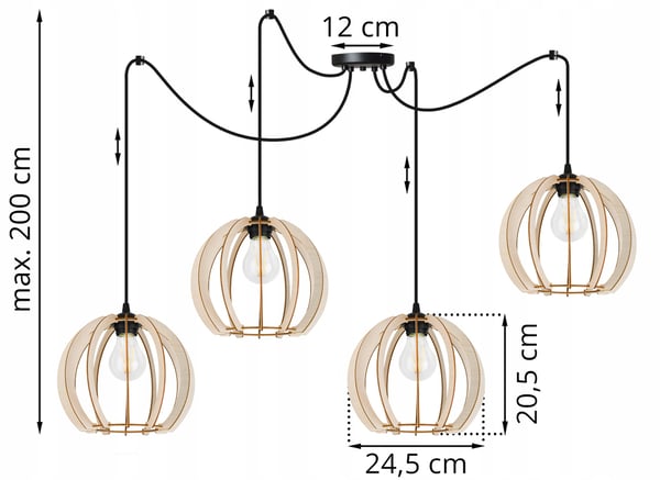 MODERN LED-TAKLAMPA I TRÄ