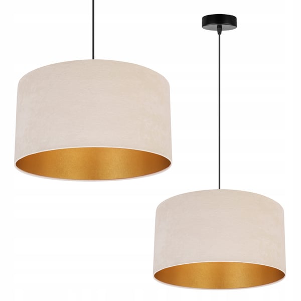 HÄNGANDE LAMPA TAKKRONAN GYLLENE SAMMETS LAMPSKÄRM