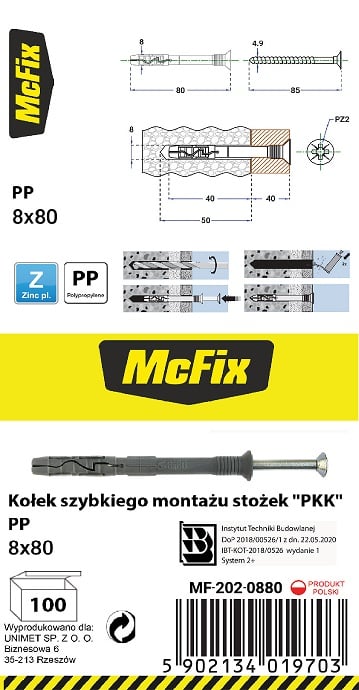 PIKAKIINNITYSTULPPA PP-KARTIO 8*80MM - MF-202-0880