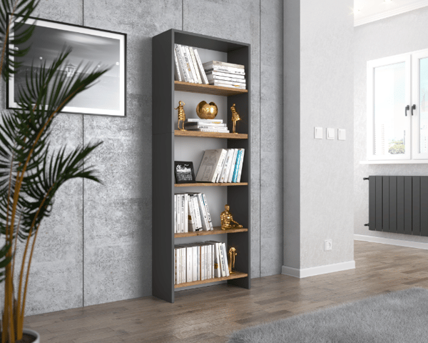 Kontorreol Grå Eg Wotan 60cm 5 hylder Loft Legetøjshylde